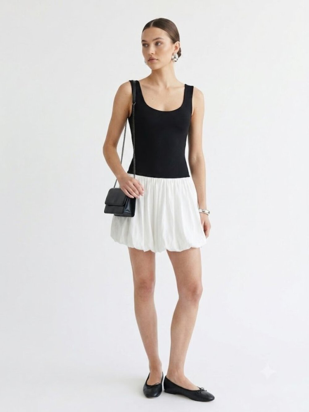 Madison The Label Harley Bubble Skort Dress | Black & White Contrast | Size S